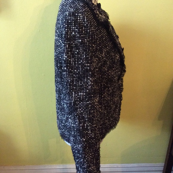 Karen Kane Great Black & Ivory Woven Jacket sz 8 - Picture 8 of 16